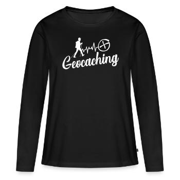 Geocaching - T-shirt manches longues Premium bio Femme - noir - Devant - Julia (174cm)