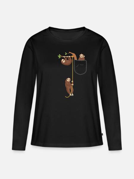 Faultiere Tasche Tier - Frauen Premium Bio Langarmshirt - Schwarz