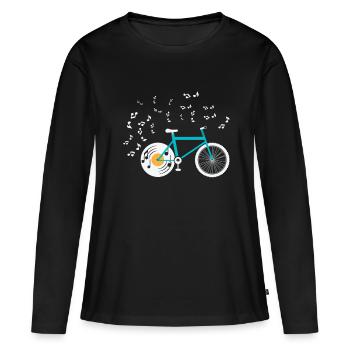 Fahrrad Vinyl Plattenspieler Bike Musik Noten - Frauen Premium Bio Langarmshirt - Schwarz - Vorne - Julia (174cm)