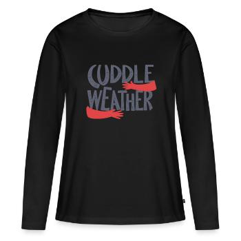 Météo câlin - T-shirt manches longues Premium bio Femme - noir - Devant - Julia (174cm)