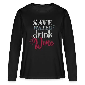 Vins connaisseurs de vins - T-shirt manches longues Premium bio Femme - noir - Devant - Julia (174cm)