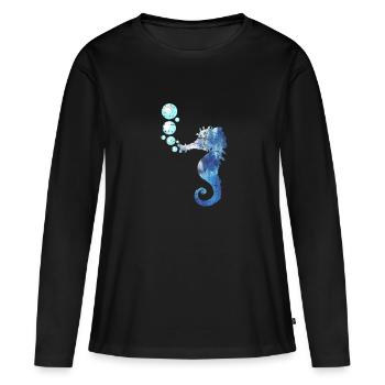 Hippocampes créatures marines - T-shirt manches longues Premium bio Femme - noir - Devant - Julia (174cm)