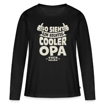 Cooler Opa - Frauen Premium Bio Langarmshirt - Schwarz - Vorne - Julia (174cm)