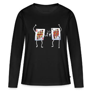 Poker Kartenspiel Spielkarte Dame - Frauen Premium Bio Langarmshirt - Schwarz - Vorne - Julia (174cm)