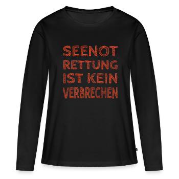 Seenotrettung ist kein Verbrechen - Frauen Premium Bio Langarmshirt - Schwarz - Vorne - Julia (174cm)