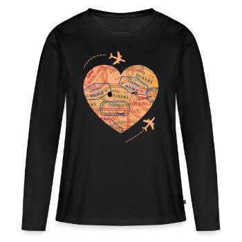 Bon voyage - T-shirt manches longues Premium bio Femme - noir - Devant - Julia (174cm)