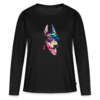 Dobermann - Frauen Premium Bio Langarmshirt - Schwarz - Vorne - Julia (174cm)