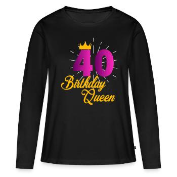 40 Birthday Queen T-Shirt 40. Geburtstag 1980 - Frauen Premium Bio Langarmshirt - Schwarz - Vorne - Julia (174cm)