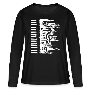 Pianist, Klavierspieler, Klavier, Piano, - Frauen Premium Bio Langarmshirt - Schwarz - Vorne - Julia (174cm)