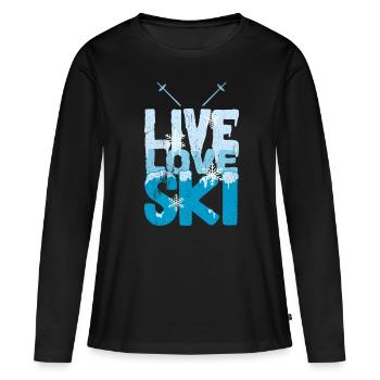 Ski - Frauen Premium Bio Langarmshirt - Schwarz - Vorne - Julia (174cm)