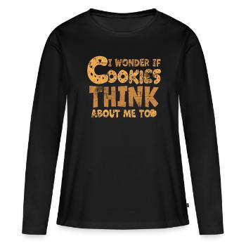 cookies - T-shirt manches longues Premium bio Femme - noir - Devant - Julia (174cm)