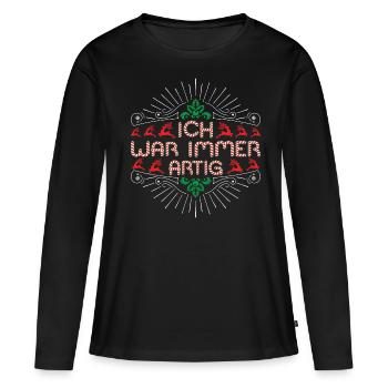 Weihnachten Weihnachten Weihnachten Weihnachten - Frauen Premium Bio Langarmshirt - Schwarz - Vorne - Julia (174cm)