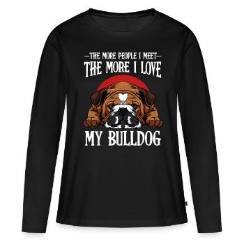 Bouledogue - T-shirt manches longues Premium bio Femme - noir - Devant - Julia (174cm)