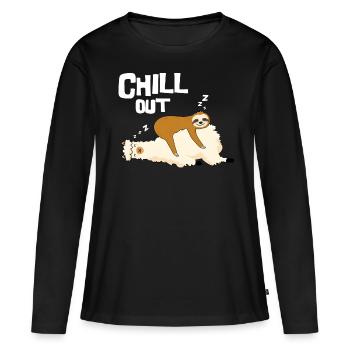 Détendez-vous, la paresse dort sur Lama, Gengh - T-shirt manches longues Premium bio Femme - noir - Devant - Julia (174cm)