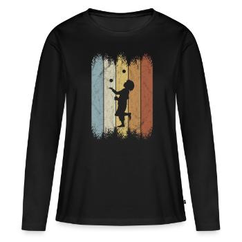 Retro 80er Zirkus Jonglage Jongleur Silhouette - Frauen Premium Bio Langarmshirt - Schwarz - Vorne - Julia (174cm)