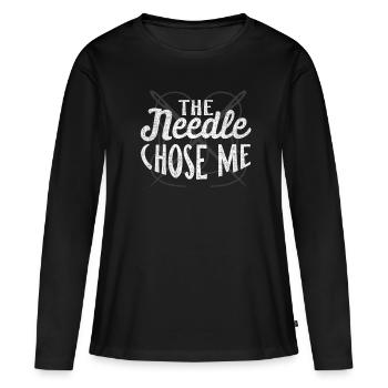 couture - T-shirt manches longues Premium bio Femme - noir - Devant - Julia (174cm)