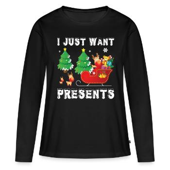 Merry Christmas Christmas Christmas Present - Women's Premium Organic Long Sleeve Shirt - black - Front - Julia (174cm)