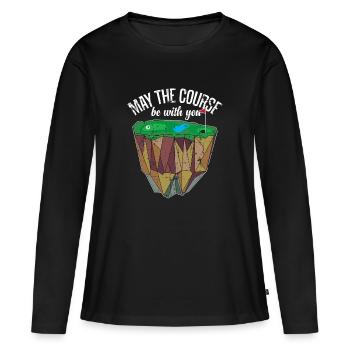 Golf Course Golf Golfball - Women's Premium Organic Long Sleeve Shirt - black - Front - Julia (174cm)