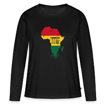 Afrique - T-shirt manches longues Premium bio Femme - noir - Devant - Julia (174cm)