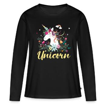 Licorne Licorne et Licornes - T-shirt manches longues Premium bio Femme - noir - Devant - Julia (174cm)