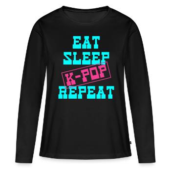 K-Pop - T-shirt manches longues Premium bio Femme - noir - Devant - Julia (174cm)