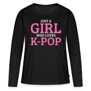 K-Pop - Frauen Premium Bio Langarmshirt - Schwarz - Vorne - Julia (174cm)