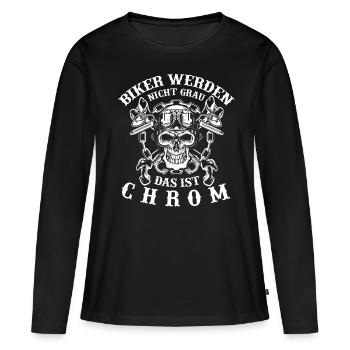 BIker werden nicht grau, das ist chrom - Frauen Premium Bio Langarmshirt - Schwarz - Vorne - Julia (174cm)