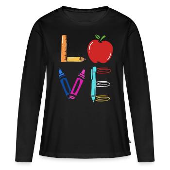 professeur - T-shirt manches longues Premium bio Femme - noir - Devant - Julia (174cm)