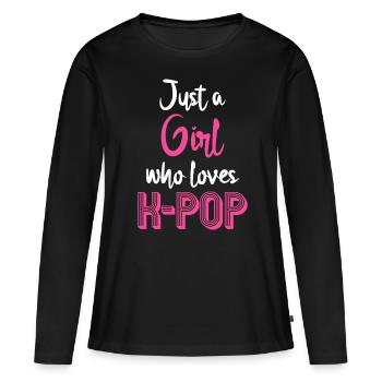 K-Pop - T-shirt manches longues Premium bio Femme - noir - Devant - Julia (174cm)