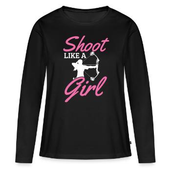 tir à l'arc - T-shirt manches longues Premium bio Femme - noir - Devant - Julia (174cm)
