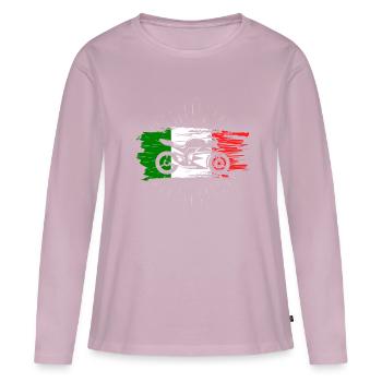 Retro Motorrad Italien Flagge Kunst Geschenk - Frauen Premium Bio Langarmshirt - Altrosa - Vorne - Julia (174cm)
