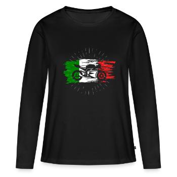 Retro Motorrad Italien Flagge Kunst Geschenk - Frauen Premium Bio Langarmshirt - Schwarz - Vorne - Julia (174cm)