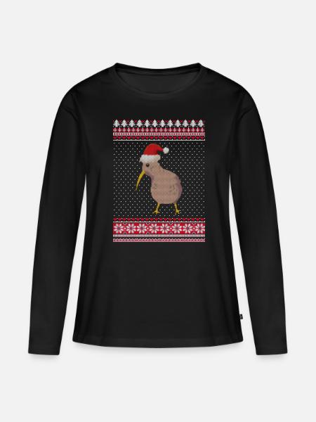 Neuseeland Kiwi Santa Weihnachten Geschenk - Frauen Premium Bio Langarmshirt - Schwarz