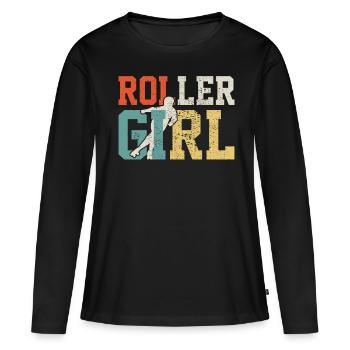 Roller skating girl - Women's Premium Organic Long Sleeve Shirt - black - Front - Julia (174cm)