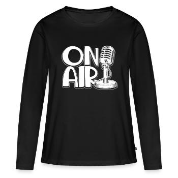 Microphone Podcast Blog On Air Radio Commentator - Women's Premium Organic Long Sleeve Shirt - black - Front - Julia (174cm)