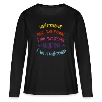 Je suis une licorne licorne - T-shirt manches longues Premium bio Femme - noir - Devant - Julia (174cm)