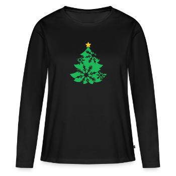 Tannenbaum - Weihnachtsbaum - Frauen Premium Bio Langarmshirt - Schwarz - Vorne - Julia (174cm)