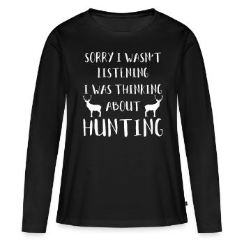Chasse au cerf chasse chasse - T-shirt manches longues Premium bio Femme - noir - Devant - Julia (174cm)