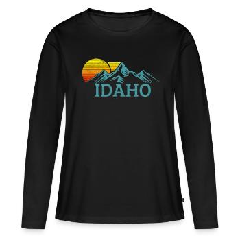 Souvenirs vintage Idaho USA - T-shirt manches longues Premium bio Femme - noir - Devant - Julia (174cm)