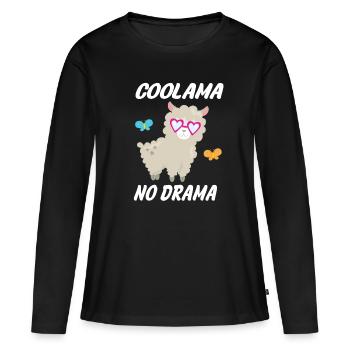 Lama - Frauen Premium Bio Langarmshirt - Schwarz - Vorne - Julia (174cm)