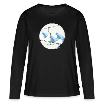 Remontées mécaniques Winter Berge Bügel remontées Ankerlift Vintage - T-shirt manches longues Premium bio Femme - noir - Devant - Julia (174cm)