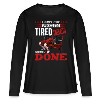 Bodybuilder - Frauen Premium Bio Langarmshirt - Schwarz - Vorne - Julia (174cm)