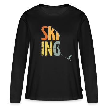 SKIING Skiing Deep snow Colorful in retro style - Women's Premium Organic Long Sleeve Shirt - black - Front - Julia (174cm)