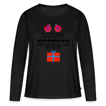Ornaments Noël cadeau boîte boule de Noël - T-shirt manches longues Premium bio Femme - noir - Devant - Julia (174cm)