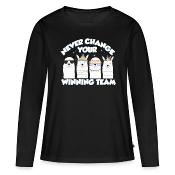 Alpaca Shirt Alpaca Girls Women Design - Women's Premium Organic Long Sleeve Shirt - black - Front - Julia (174cm)