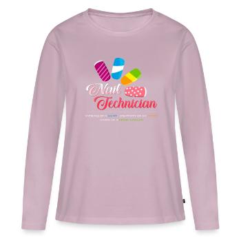 technicien ongles - T-shirt manches longues Premium bio Femme - rose poudré - Devant - Julia (174cm)
