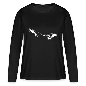 Cheval, chevaux, cavalier, cavalière, saut d'obstacles - T-shirt manches longues Premium bio Femme - noir - Devant - Julia (174cm)