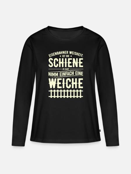 Eisenbahner - Frauen Premium Bio Langarmshirt - Schwarz