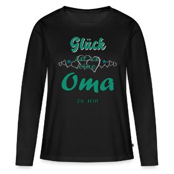 Glück stolze Oma - Frauen Premium Bio Langarmshirt - Schwarz - Vorne - Julia (174cm)