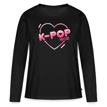 K-Pop pop coréenne - T-shirt manches longues Premium bio Femme - noir - Devant - Julia (174cm)